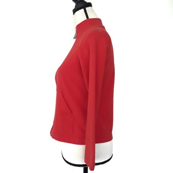 Liz Claiborne Red Mock Neck Front Zip Fitness Sweater - Picture 6 of 13